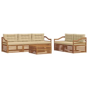 vidaXL Ensemble de canapés d'extérieur 6 pc Naturel et Beige