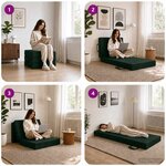 vidaXL Canapé-lit pliable 75 x 63 x 45 cm Vert foncé