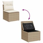 vidaXL Salon de jardin avec coussins 9 Pièces beige résine tressée acacia