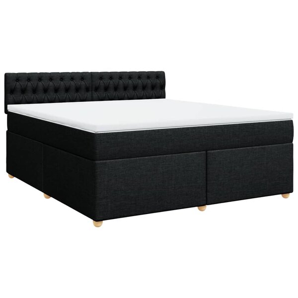 vidaXL Sommier à lattes de lit avec matelas Noir 180x200 cm Tissu