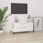 vidaXL Meuble TV Blanc brillant 102x44 5x50 cm Bois d'ingénierie