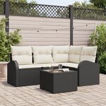 vidaXL Ensemble de canapé de jardin de 4 pièces avec coussins marron en poly rotin