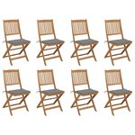 vidaXL Chaises pliables d'extérieur et coussins lot de 8 Bois d'acacia
