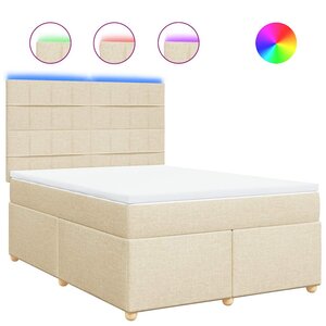 vidaXL Sommier à lattes de lit avec matelas Crème 140x190 cm Tissu