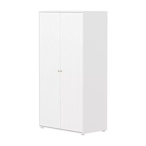 Flexa SAGA Armoire 2 portes a facades rainurees Blanche Boutons en chene