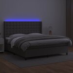 vidaXL Sommier à lattes de lit matelas LED Gris 180x200 cm Similicuir