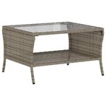 vidaXL Canapé de jardin 2 places coussins et table gris résine tressée