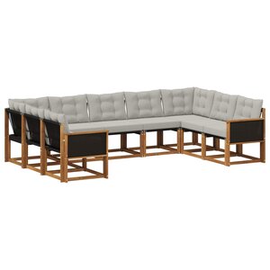 vidaXL Ensemble de canapés d'extérieur 9 pc Naturel et Gris clair