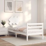 vidaXL Cadre de lit avec tête de lit blanc petit simple bois massif