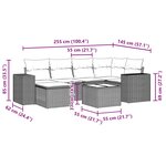 vidaXL Salon de jardin avec coussins 7 Pièces gris clair résine tressée
