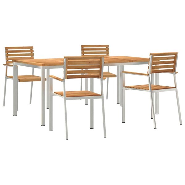 vidaXL EnsembledeRepasdeJardin 5 Pièces Marron TeckMassif
