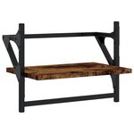 vidaXL Étagères murales avec barres 2 Pièces chêne fumé 40x25x30 cm