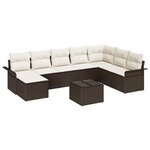 vidaXL Ensemble de canapé de jardin 9 Pièces Marron Poly rotin