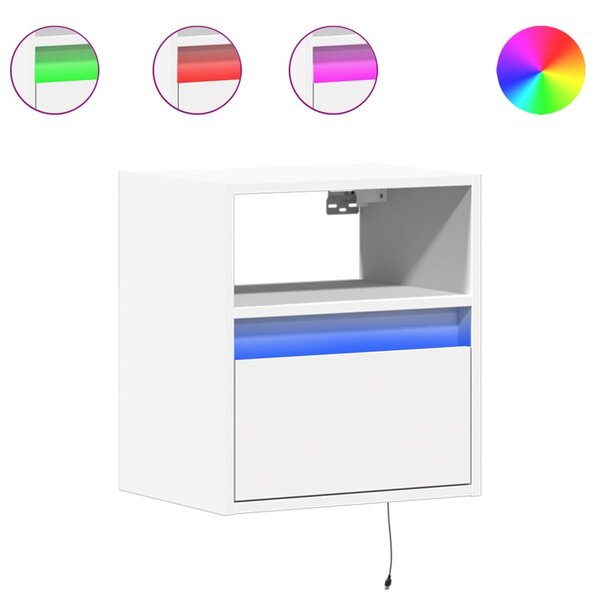 vidaXL Meubles TV muraux avec lumières LED 2 Pièces blanc 41x31x45 cm