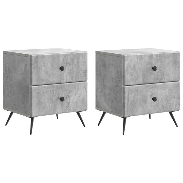 vidaXL Cabinet de chevet 2 Pièces Gris béton 43 x 34 5 x 47 5 cm