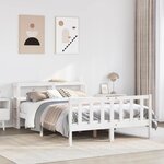 vidaXL Cadre de lit sans matelas blanc 135x190 cm bois de pin massif