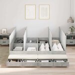 vidaXL Cadre de lit avec rangement Gris béton 236 5 x 180 x 31 5 cm