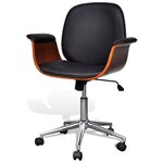 Fauteuil chaise siège de bureau luxe pivotant ergonomique avec accoudoir bois et noir 0502022