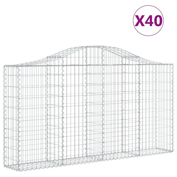 vidaXL Paniers à gabions arqués 40 Pièces 200x30x100/120 cm Fer galvanisé