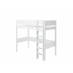 Flexa WHITE Lit mezzanine avec echelle droite 90 x 200 cm Barriere de securite classique Blanc