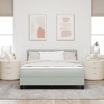 Lit Box Spring vidaXL avec Matelas et Lumière LED Gris clair 140x200 cm Velours