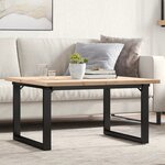 vidaXL Table basse cadre en O 90x90x45 5cm bois de pin massif et acier