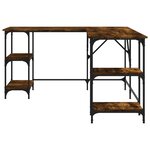 Bureau table poste de travail meuble d'ordinateur informatique étude chêne fumé 139 x 139 x 75 cm bois d'ingénierie brun 02_0023574