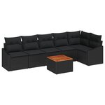 vidaXL Ensemble de canapé de jardin 7 Pièces Noir 55 x 55 x 37 cm