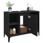vidaXL Meuble d'évier noir 80x33x60 cm bois d'ingénierie