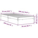 vidaXL Cadre de lit chêne sonoma 75x190 cm bois d'ingénierie et métal