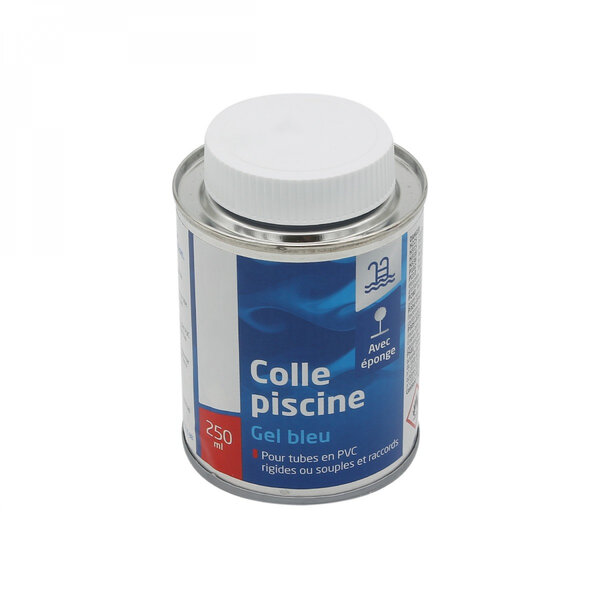 Colle piscine avec éponge pour tube et raccord PVC - Gel bleu - 250 ml