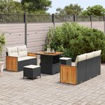 vidaXL Ensemble de canapé de jardin avec coussin 8 Pièces Noir et Crème