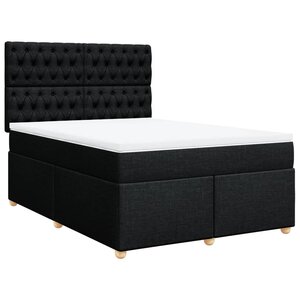 vidaXL Sommier à lattes de lit avec matelas Noir 140x200 cm Tissu