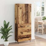 vidaXL Haut Armoire 2 Pièces Bois ancien Bois d'ingénierie et verre