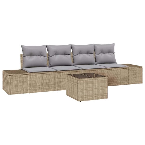 vidaXL Ensemble de canapé de jardin 5 Pièces Beige  Gris clair