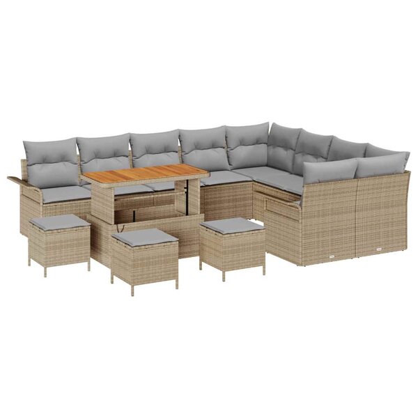 vidaXL Ensemble de canapé de jardin 13 Pièces Beige  Gris clair