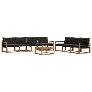 vidaXL Ensemble de canapés d'extérieur 8 Pièces Naturel et Noir