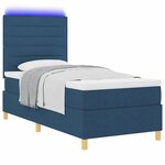 vidaXL Lit à ressort LED avec matelas Bleu 90 x 190 cm tissu