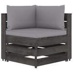 Vidaxl salon de jardin 7 pièces avec coussins bois imprégné de gris