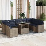 vidaXL Salon de jardin avec coussins 10 Pièces gris résine tressée acacia