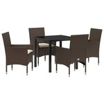 vidaXL Ensemble de salle à manger pour jardin 5 Pièces Marron polyrotin