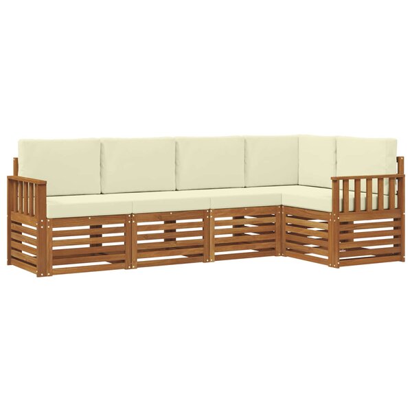 vidaXL Ensemble de canapé d'angle avec coussin 5 Pièces Naturel et Crème