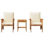 vidaXL Ensemble de canapé de jardin avec coussin 3 Pièces Huile Naturelle