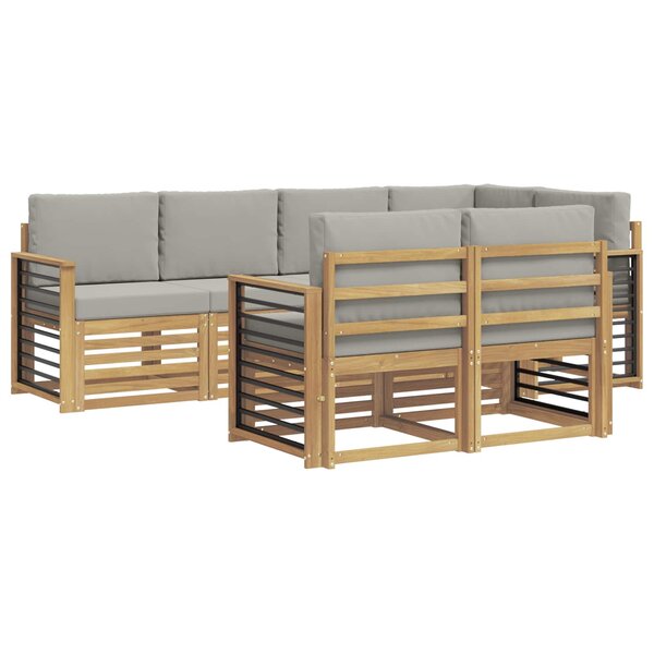 vidaXL Ensemble de canapés d'extérieur 7 Pièces Blanc et gris clair