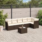 vidaXL Salon de jardin avec coussins 7 Pièces marron résine tressée
