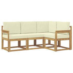 vidaXL Ensemble de canapés d'extérieur 4 pc Blanc et crème