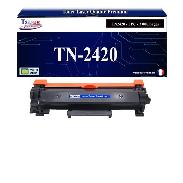 T3AZUR - Toner compatible avec Brother TN2420  TN2410 pour Brother HL-L2310D  HL-L2350DW  HL-L2357DW  HL-L2370DN  HL-L2372DN  HL-L2375DW  HL-L2395DW - 3 000 pages