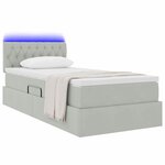 vidaXL Lit avec rangement et LED Gris clair 90 x 200 cm Velours