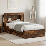 vidaXL Cadre de lit avec rangement Chêne fumé 90 x 200 cm