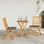 vidaXL Chaise pliante avec coussin 2 Pièces Marron Bois d'acacia massif